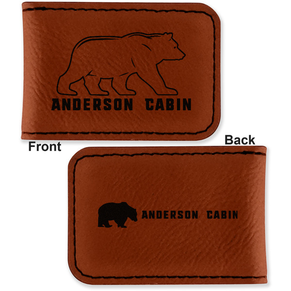 Cabin Leatherette Magnetic Money Clip - Front and Back