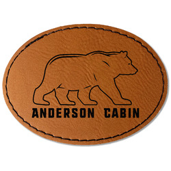 Cabin Faux Leather Iron On Patch - Oval (Personalized)