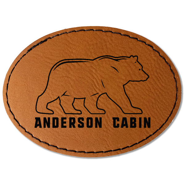 Custom Cabin Faux Leather Iron On Patch - Oval (Personalized)