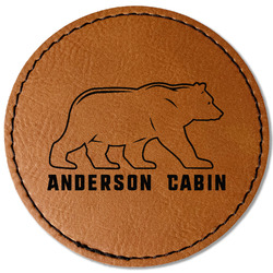Cabin Faux Leather Iron On Patch - Round (Personalized)