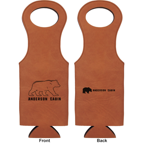 Cabin Leatherette Wine Tote Double Sided - Front and Back