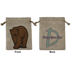 Cabin Medium Burlap Gift Bag - Front & Back (Personalized)