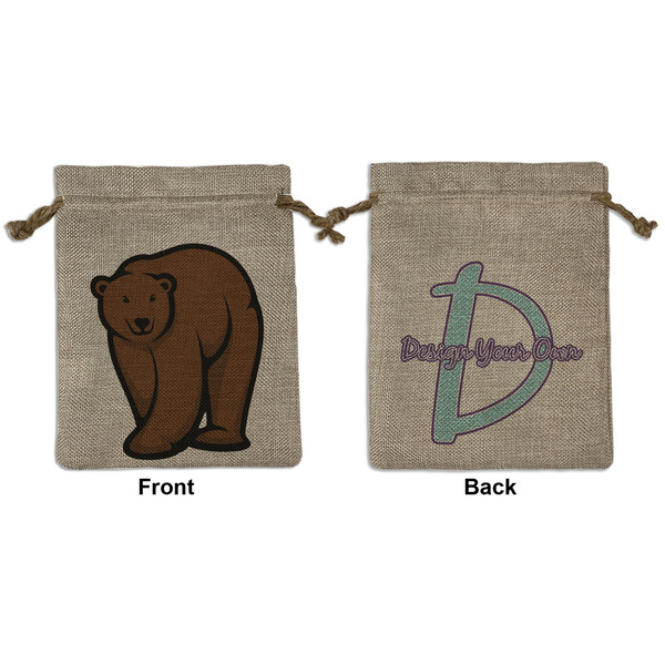 Custom Cabin Medium Burlap Gift Bag - Front & Back (Personalized)