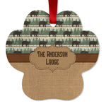 Cabin Metal Paw Ornament - Double Sided w/ Name or Text