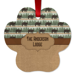 Cabin Metal Paw Ornament - Double Sided w/ Name or Text
