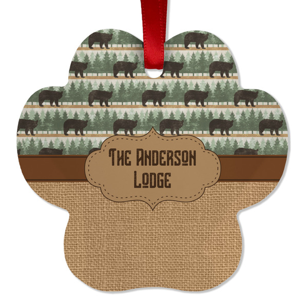 Cabin Metal Paw Ornament - Front