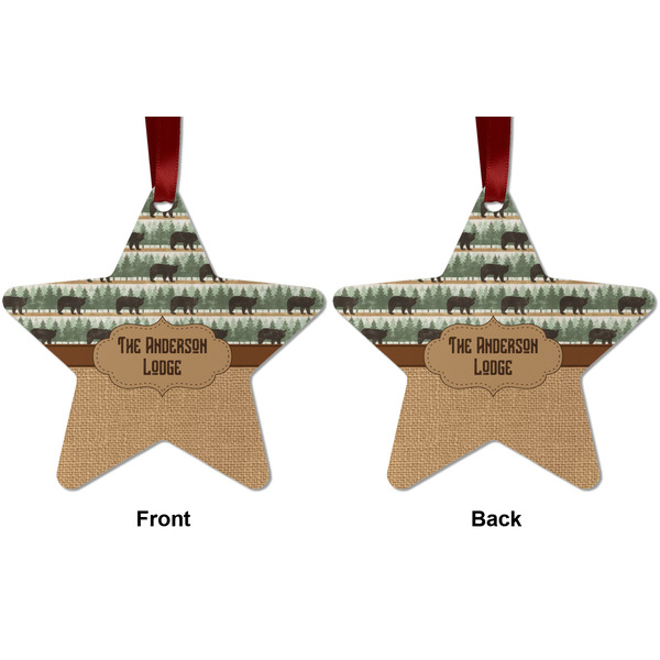 Cabin Metal Star Ornament - Front and Back