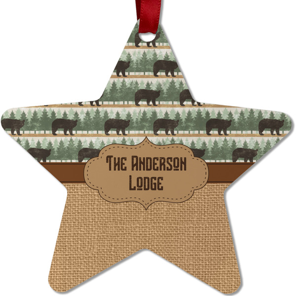 Custom Cabin Metal Star Ornament - Double Sided w/ Name or Text