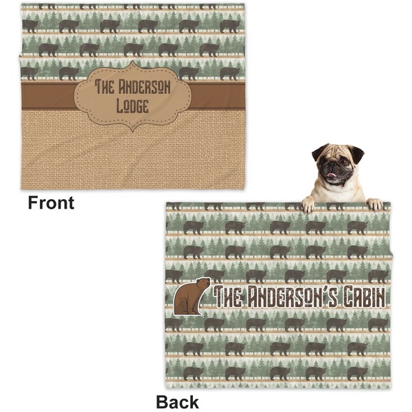 Cabin Microfleece Dog Blanket - Large- Front & Back