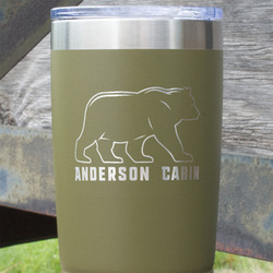 Cabin 20 oz Stainless Steel Tumbler - Olive - Single Sided (Personalized)