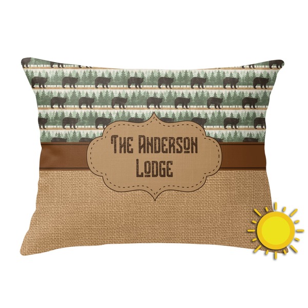 Custom Cabin Outdoor Throw Pillow (Rectangular) (Personalized)