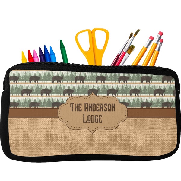 Custom Cabin Neoprene Pencil Case - Small w/ Name or Text