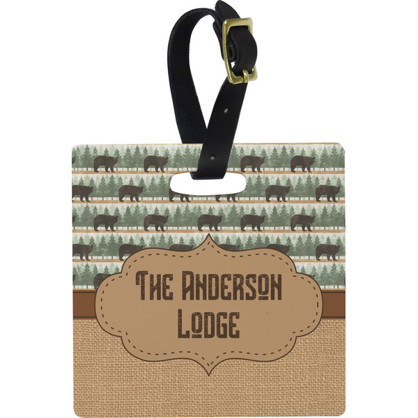 Custom Cabin Plastic Luggage Tag - Square w/ Name or Text