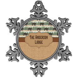 Cabin Vintage Snowflake Ornament (Personalized)