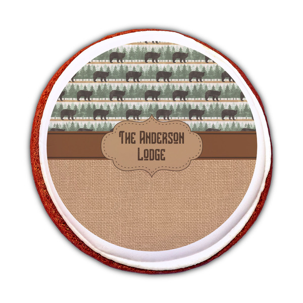 Cabin Printed Icing Circle - Medium - On Cookie