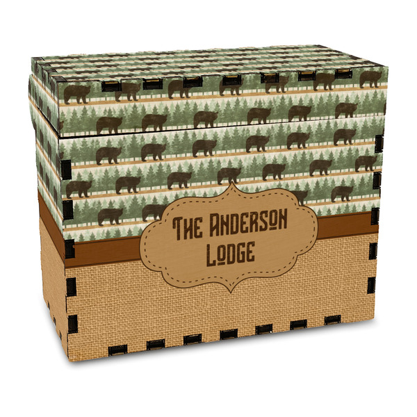 Custom Cabin Wood Recipe Box - Full Color Print (Personalized)