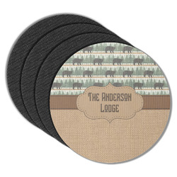 Cabin Round Rubber Backed Coasters - Set of 4 (Personalized)