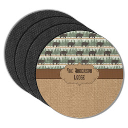 Cabin Round Rubber Backed Coasters - Set of 4 (Personalized)