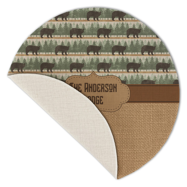 Cabin Round Linen Placemats - Front (folded corner single sided)