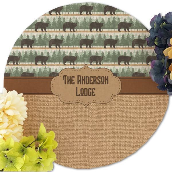 Cabin Round Linen Placemats - Front (w flowers)