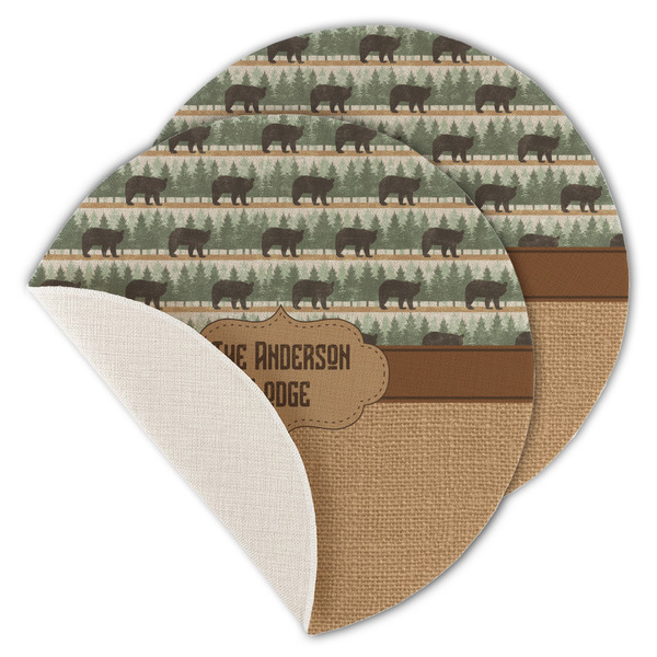 Custom Cabin Round Linen Placemat - Single Sided - Set of 4 (Personalized)