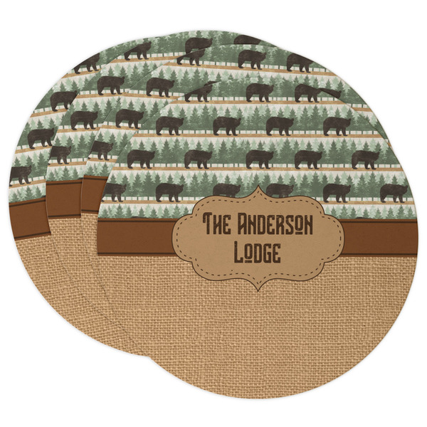 Custom Cabin Round Paper Coasters w/ Name or Text