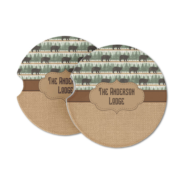 Custom Cabin Sandstone Car Coasters - Set of 2 (Personalized)