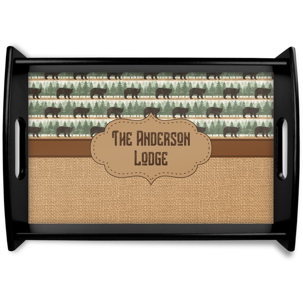 Custom Cabin Black Wooden Tray - Small (Personalized)