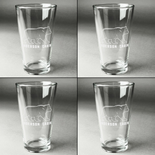 Cabin Set of Four Engraved Beer Glasses - Individual View