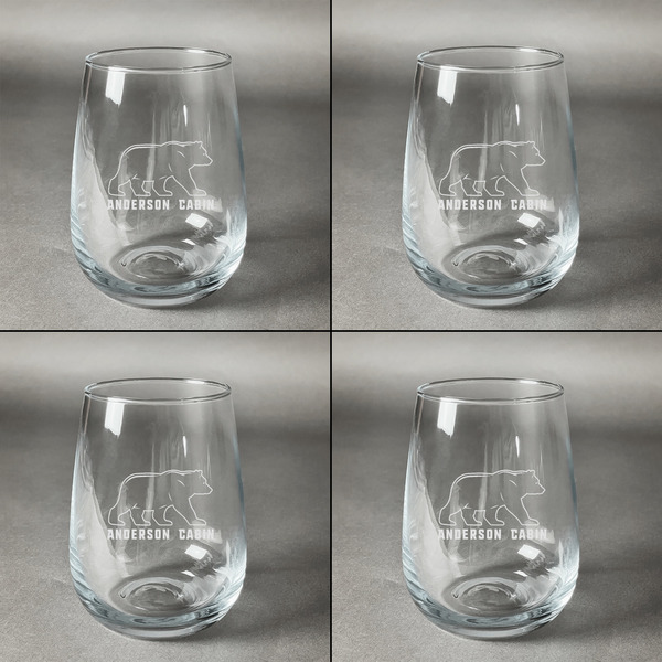 Cabin Set of Four Personalized Stemless Wineglasses (Approval)