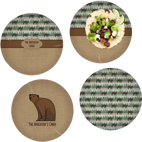 Custom Cabin Set of 4 Glass Lunch / Dinner Plate 10" (Personalized)