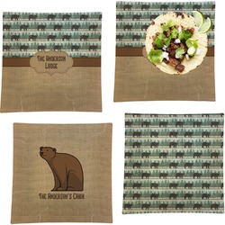 Cabin Set of 4 Glass Square Lunch / Dinner Plate 9.5" (Personalized)