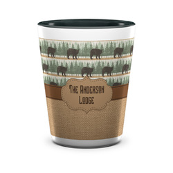 Cabin Ceramic Shot Glass - 1.5 oz - Two Tone - Set of 4 (Personalized)