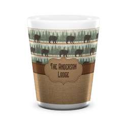 Cabin Ceramic Shot Glass - 1.5 oz - White - Set of 4 (Personalized)