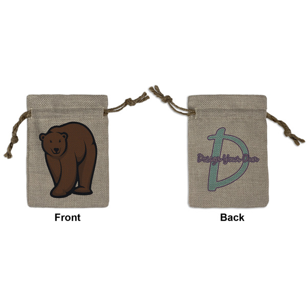 Custom Cabin Small Burlap Gift Bag - Front & Back (Personalized)