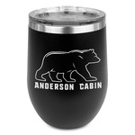 Cabin Stemless Stainless Steel Wine Tumbler - Black - Single Sided (Personalized)