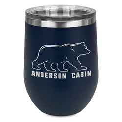 Cabin Stemless Stainless Steel Wine Tumbler - Navy - Single Sided (Personalized)