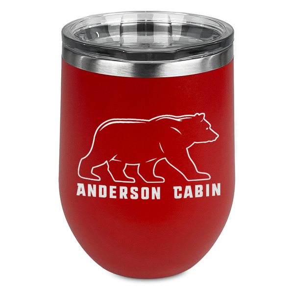 Custom Cabin Stemless Stainless Steel Wine Tumbler - Red - Single Sided (Personalized)