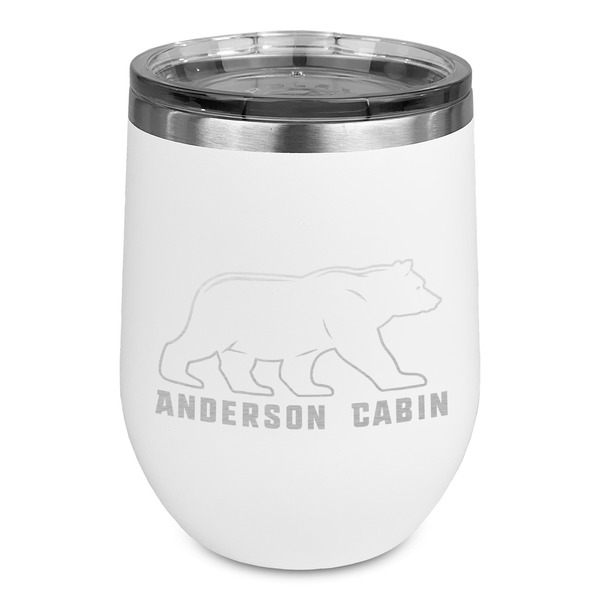 Custom Cabin Stemless Stainless Steel Wine Tumbler - White - Single Sided (Personalized)