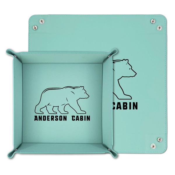 Cabin Teal Faux Leather Valet Trays - PARENT MAIN
