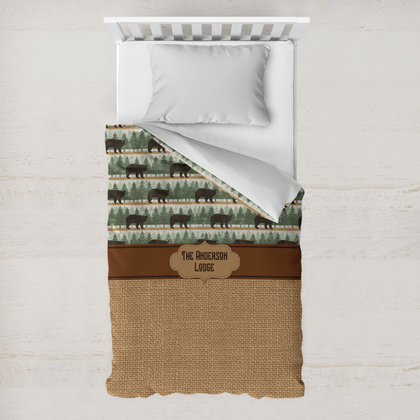 Custom Cabin Toddler Duvet Cover w/ Name or Text