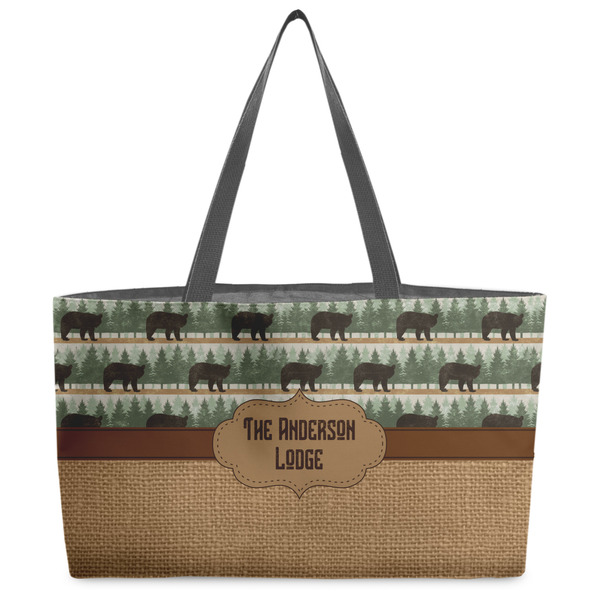 Custom Cabin Beach Totes Bag - w/ Black Handles (Personalized)