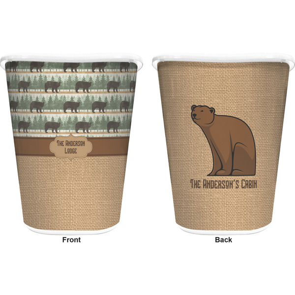 Cabin Trash Can White - Front and Back - Apvl