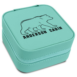 Cabin Travel Jewelry Box - Teal Leather (Personalized)