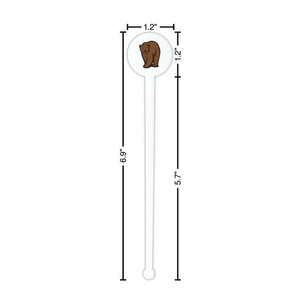 Cabin White Plastic 7" Stir Stick - Round - Dimensions