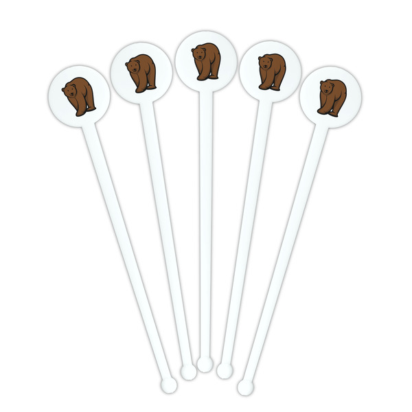 Cabin White Plastic 7" Stir Stick - Round - Fan View