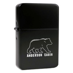 Cabin Windproof Lighter - Black - Double Sided & Lid Engraved (Personalized)