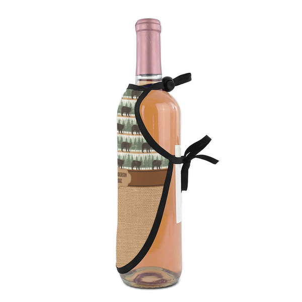 Cabin Wine Bottle Apron - DETAIL WITH CLIP ON NECK