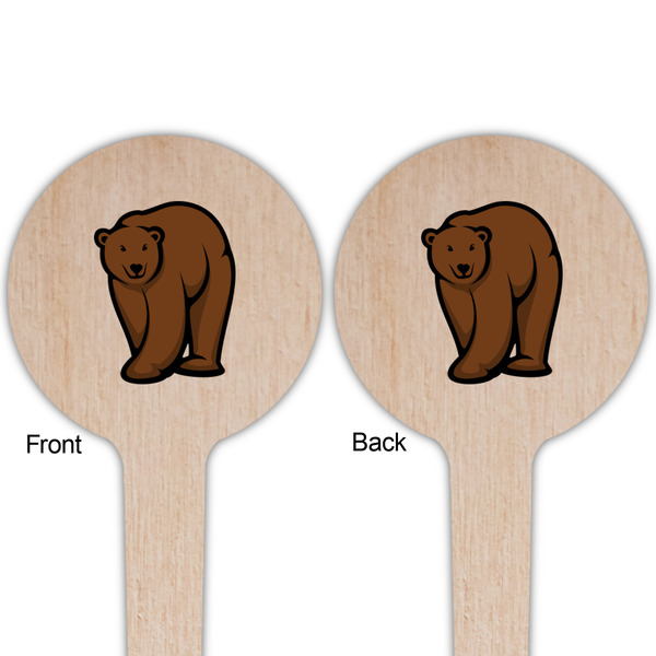 Cabin Wooden 4" Food Pick - Round - Double Sided - Front & Back