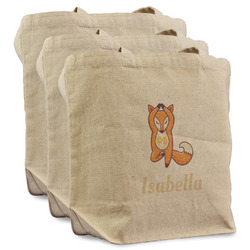 Foxy Yoga Reusable Cotton Grocery Bags - Set of 3 (Personalized)